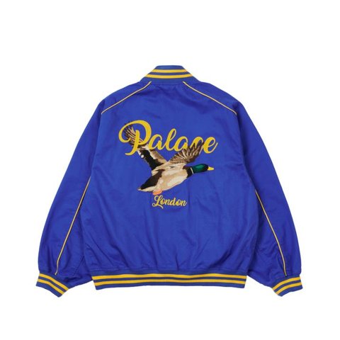 CHAIN STITCH BOMBER JACKET BLUE