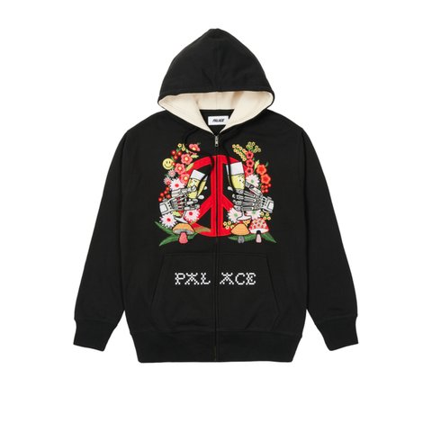 Palace HIPPY SALUTE ZIP HOOD BLACK - Colorway