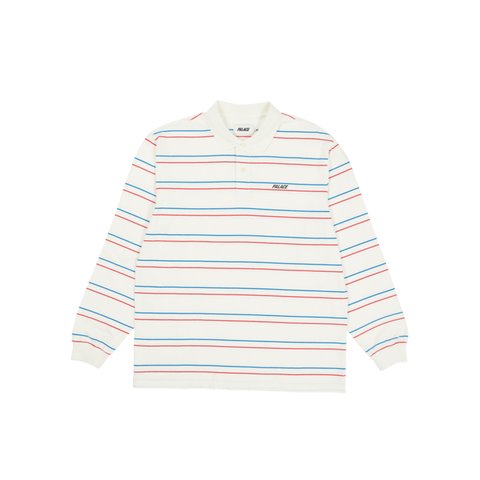 Palace UNDERLINE LONGSLEEVE POLO WHITE - Colorway