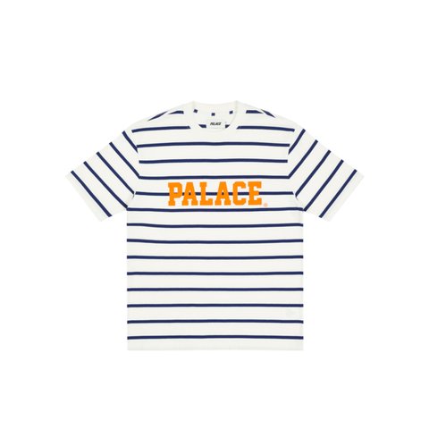 Palace HEALTHILY STRIPE T-SHIRT WHITE / BLUE - Colorway