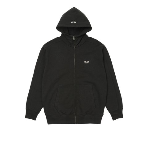 SLUB ZIG ZAG ZIP HOOD BLACK