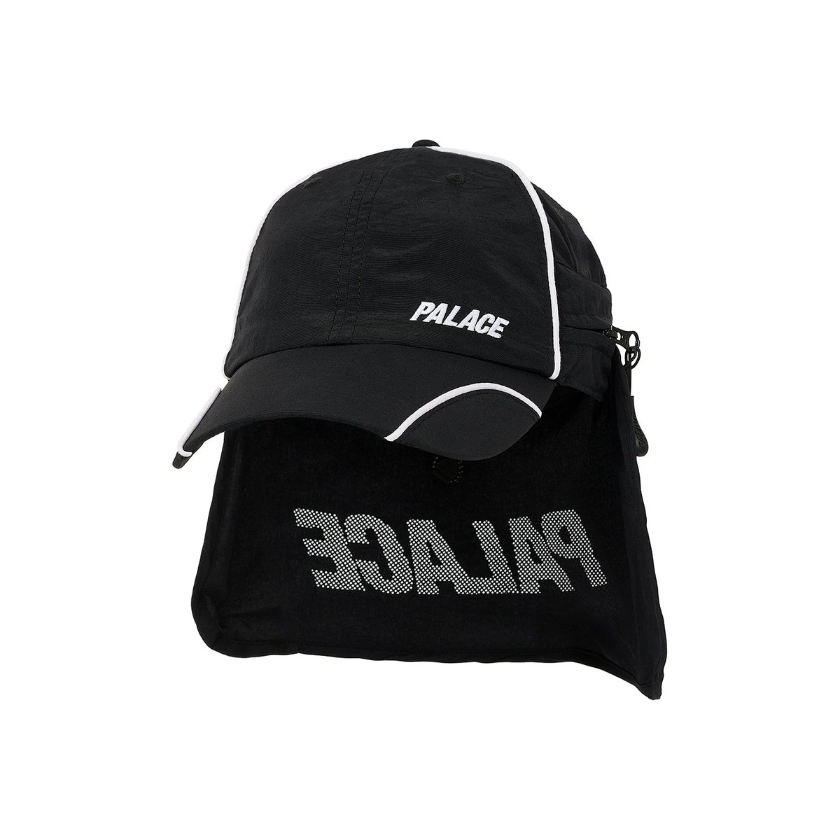 Palace FONT ZIP SHELL NECK SAVER 6-PANEL BLACK (Summer 2023) - $52.00