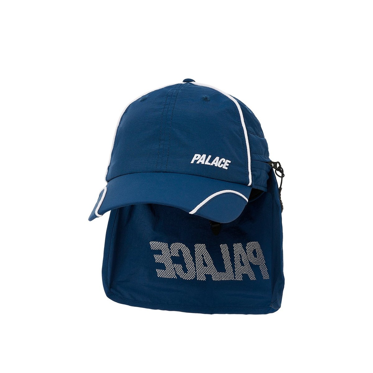 Palace FONT ZIP SHELL NECK SAVER 6-PANEL NAVY (Summer 2023) - $52.00
