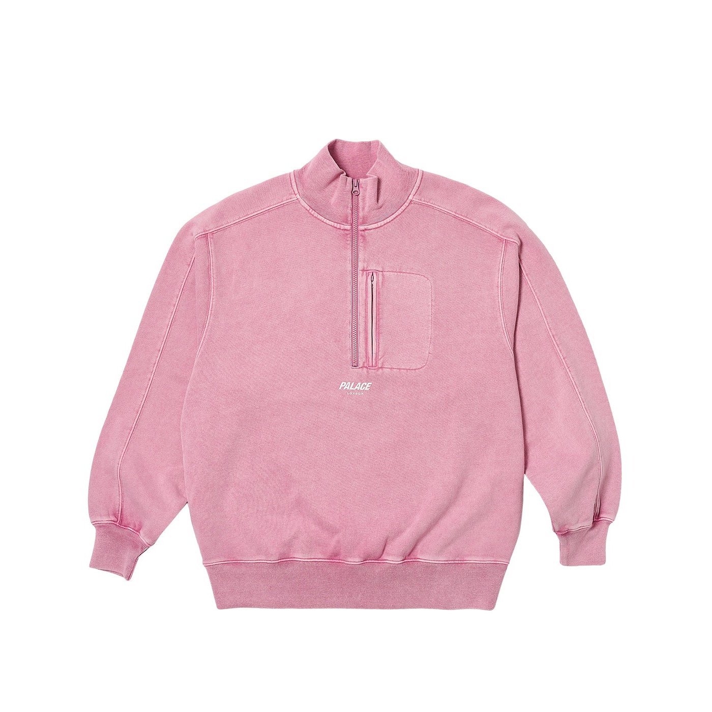 WASHED TERRY 1/2 ZIP FUNNEL ULTRA MAUVE