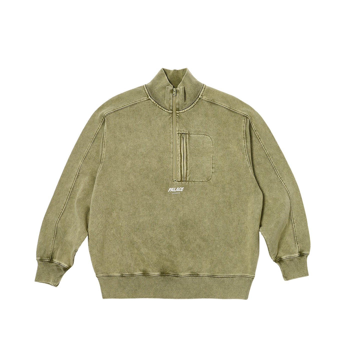 WASHED TERRY 1/2 ZIP FUNNEL THE DEEP GREEN