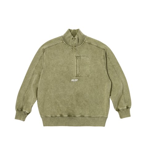 Palace WASHED TERRY 1/2 ZIP FUNNEL THE DEEP GREEN - Colorway