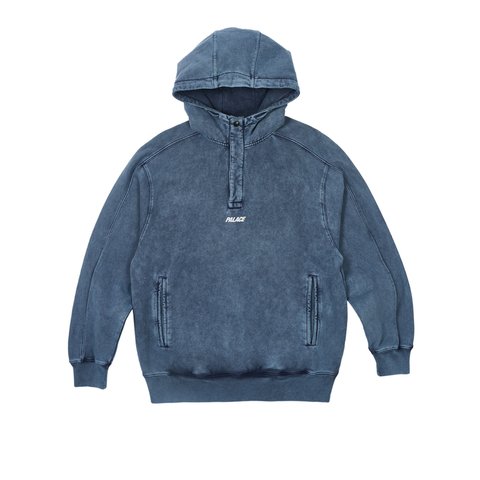 Palace WASHED TERRY 1/4 PLACKET HOOD NAVY - Colorway
