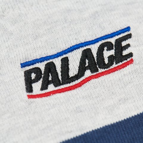 Palace WIDE RUGBY POLO GREY MARL / NAVY - Colorway
