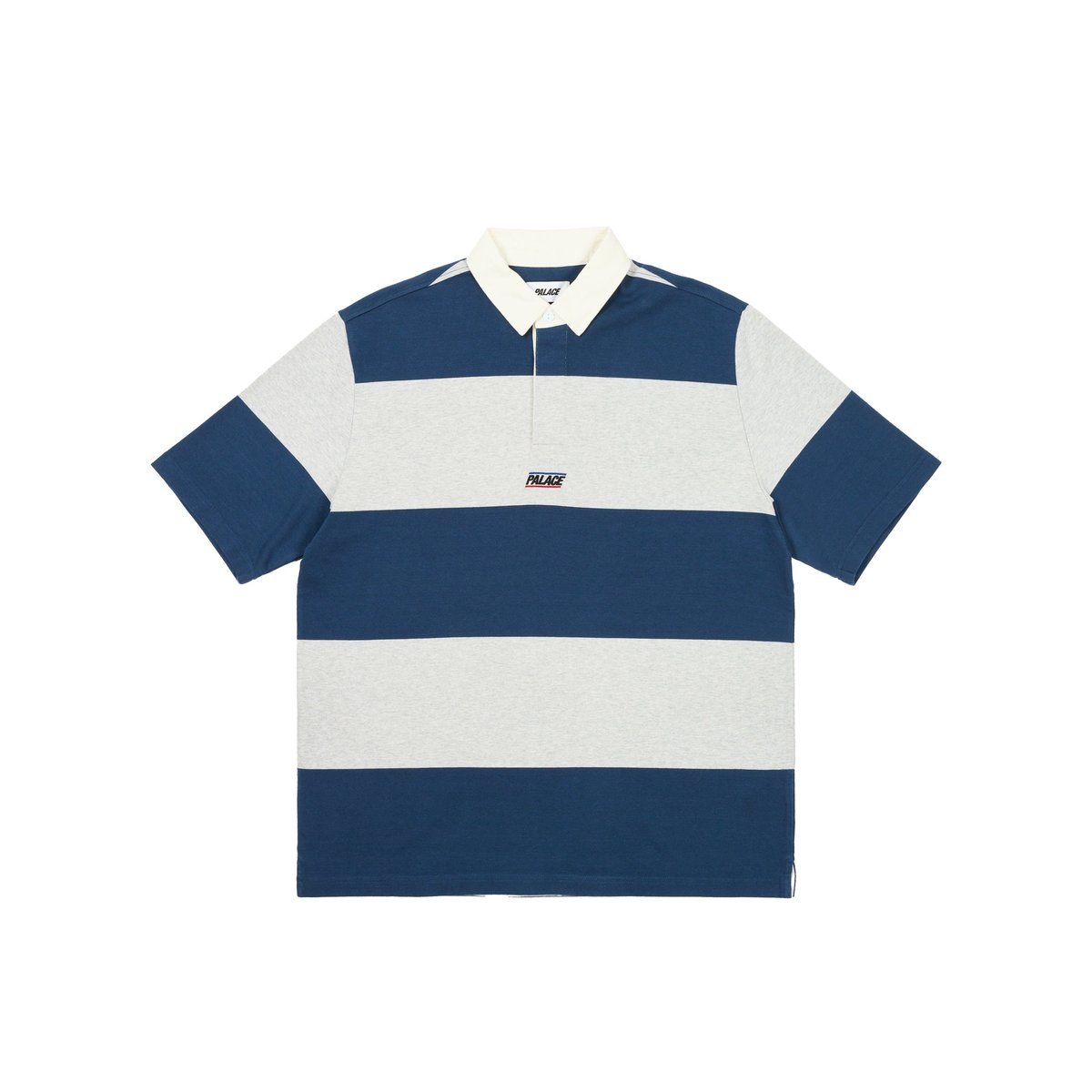 Palace WIDE RUGBY POLO GREY MARL / NAVY (Summer 2024) - $128.00