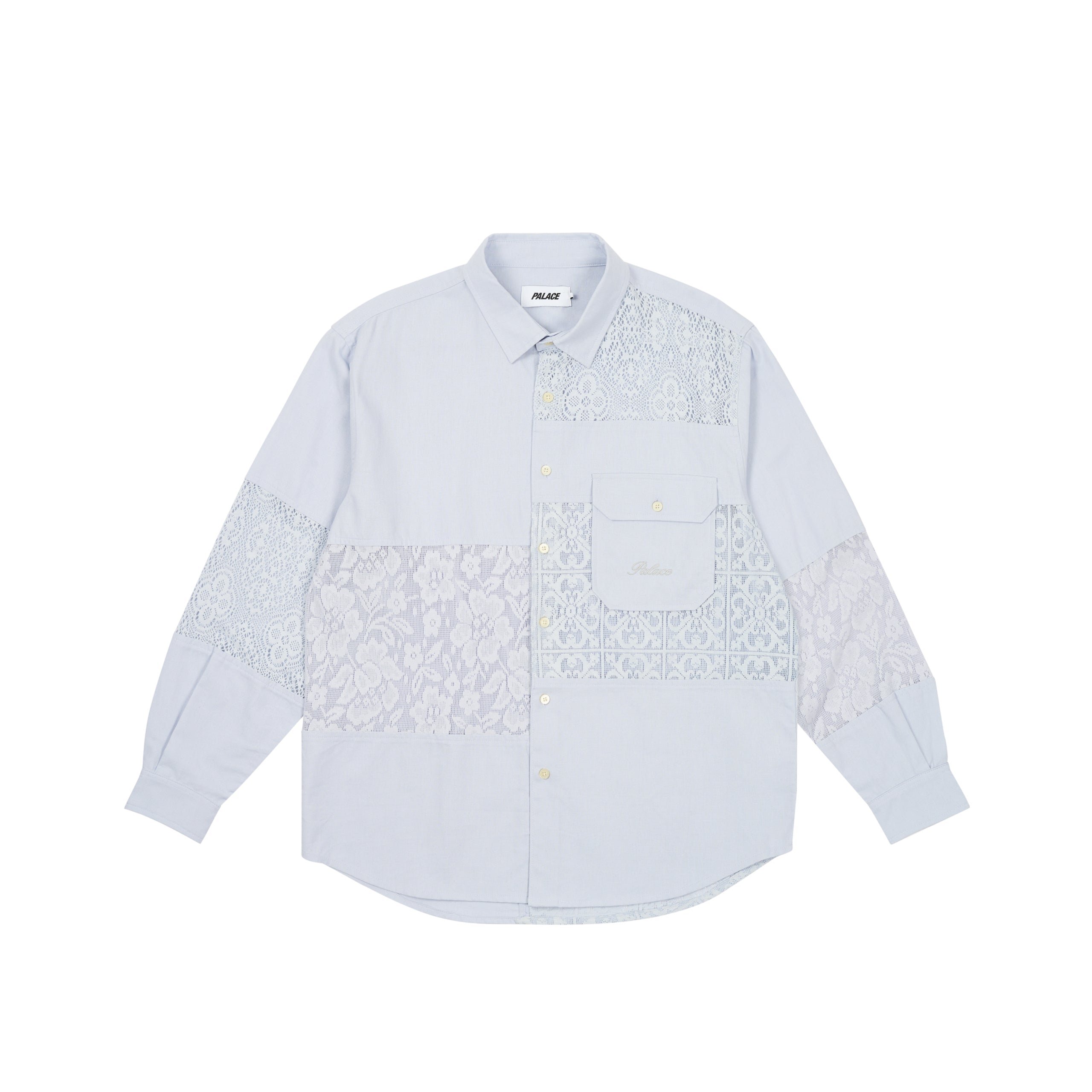 CROCHET PATCHWORK SHIRT BLUE