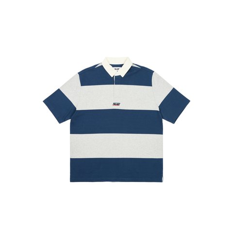 Palace WIDE RUGBY POLO GREY MARL / NAVY - Colorway