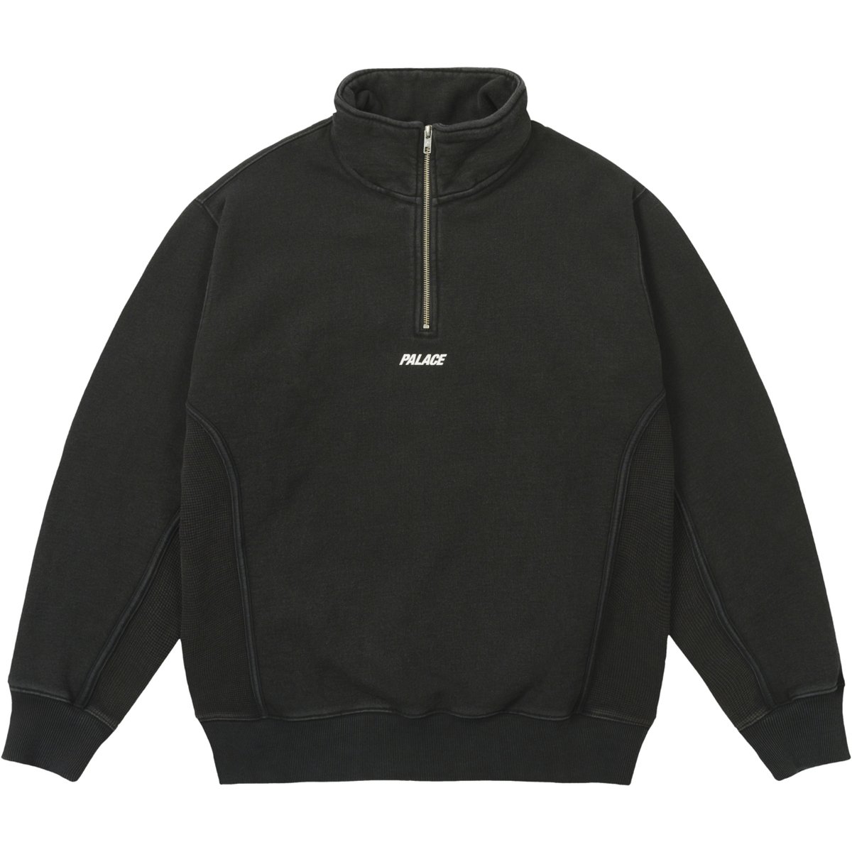 1/4 ZIP WASH OUT FUNNEL BLACK