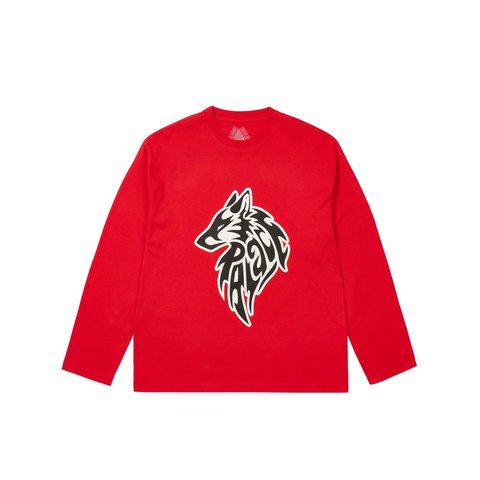 Palace SKETCHY LONE WOLF LONGSLEEVE TRUEST RED - Colorway
