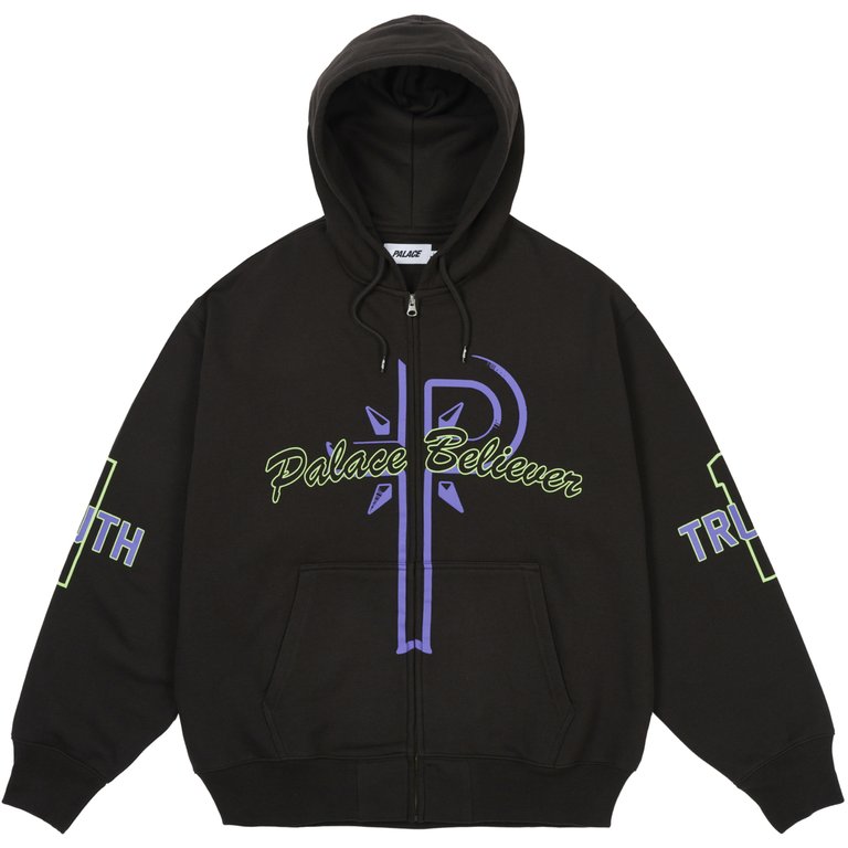 Palace BELIEVER ZIP HOOD BLACK (Summer 2025) - $178.00