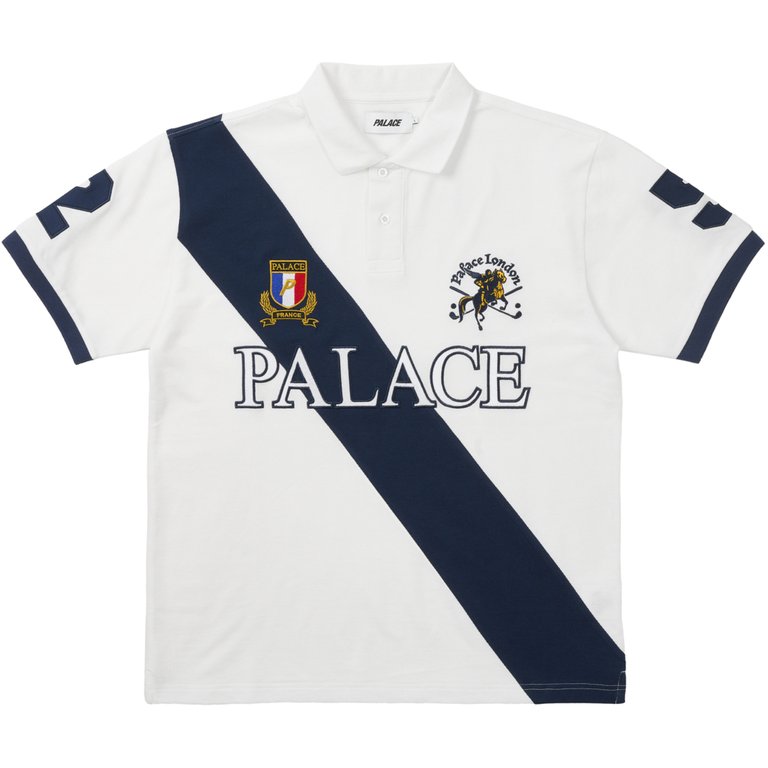 Palace GEEZER POLO WHITE / NAVY (Summer 2025) - $128.00
