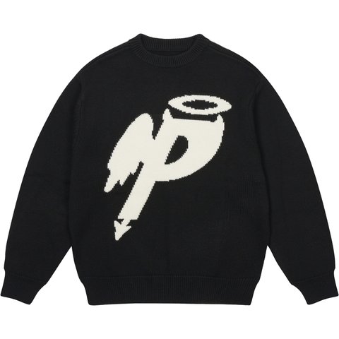 P WING KNIT BLACK