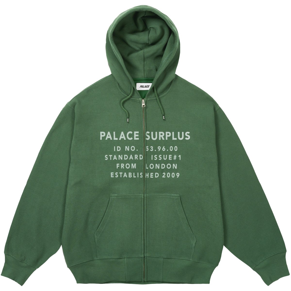 STAMP WAFFLE ZIP HOOD RACEY GREEN