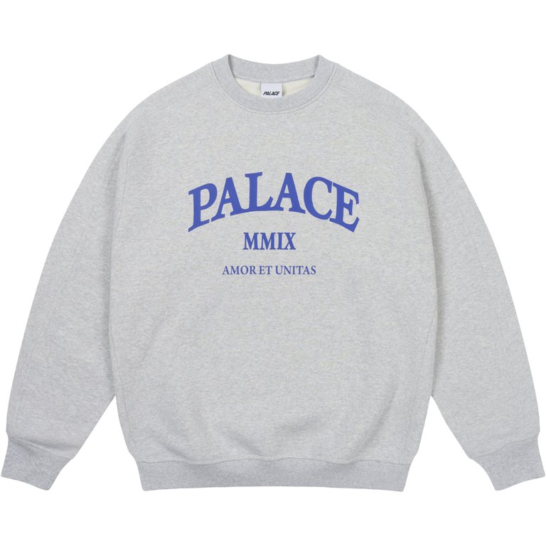Palace UNITAS OVERSIZED CREW GREY MARL (Summer 2025) - $138.00