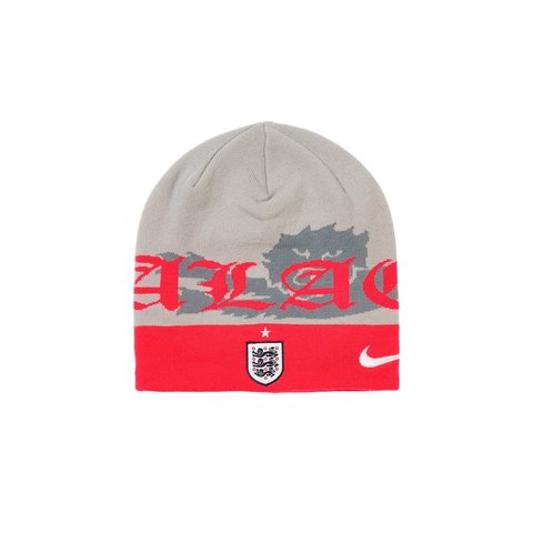 Palace PALACE NIKE ENGLAND UNCUFFED BEANIE PEWTER GREY / COOL GREY / BRIGHT CRIMSON - Style 3
