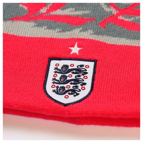 Palace PALACE NIKE ENGLAND UNCUFFED BEANIE PEWTER GREY / COOL GREY / BRIGHT CRIMSON - Style 3