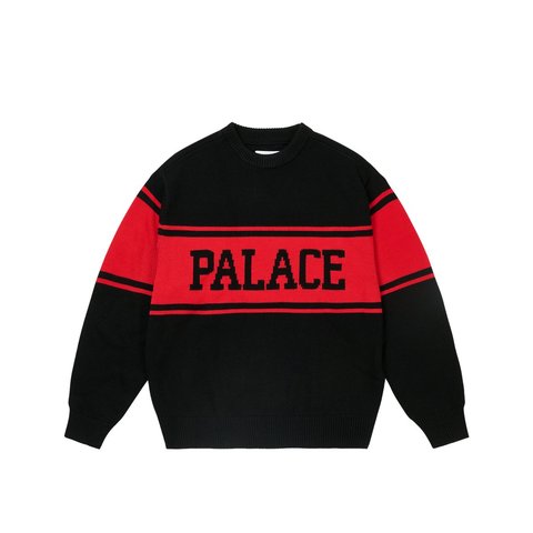 Palace COLLEGE STRIPE KNIT BLACK - Style 4