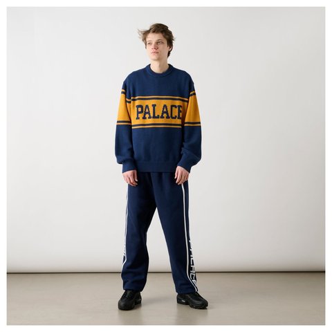 Palace COLLEGE STRIPE KNIT NAVY - Style 4