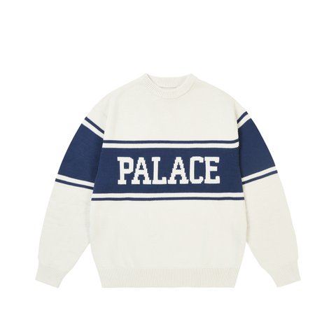 Palace College Stripe Knit White