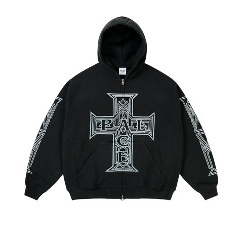 Palace Y SO CROSS PIGMENT HOOD BLACK - Style 2