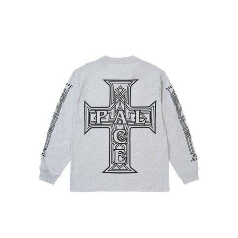 Palace Y SO CROSS LONGSLEEVE GREY MARL - Style 3