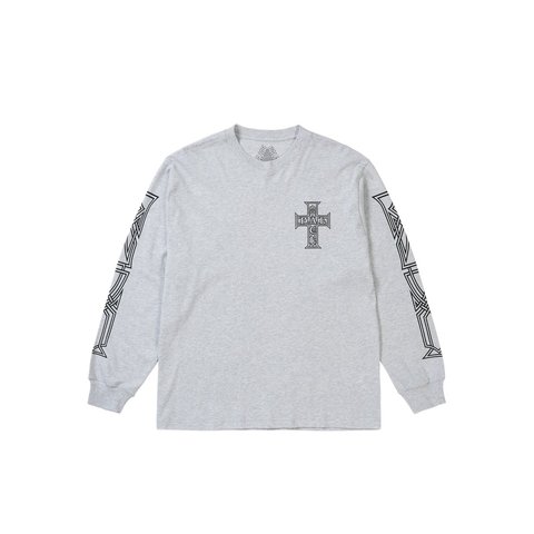 Palace Y SO CROSS LONGSLEEVE GREY MARL - Style 3