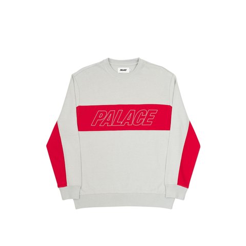 Palace TRI PANEL CREW GREY MARL / RED - Colorway