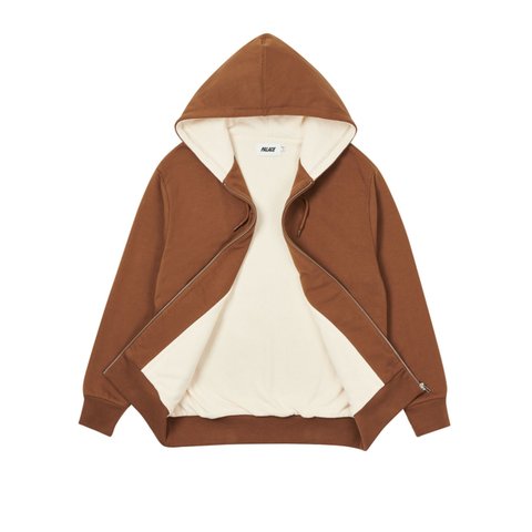 Palace PATCH THERMAL ZIP HOOD BROWN - Colorway