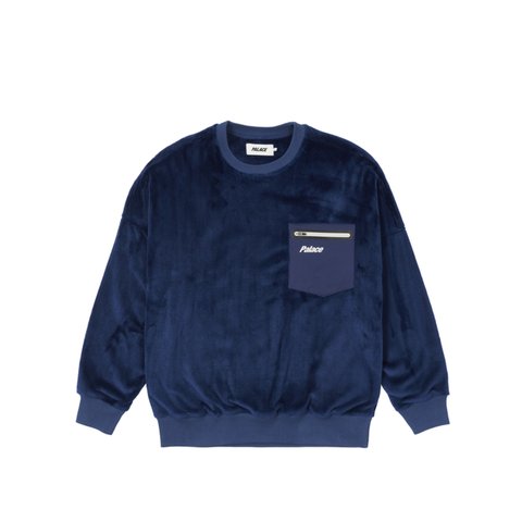 Palace FLEECE POCKET DROP SHOULDER CREW BLUE - Colorway