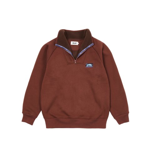 Palace BONDED FLEECE 1/4 ZIP BROWN - Colorway
