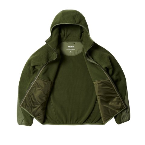 Palace THERMA HOODED FLEECE JACKET OLIVE - Colorway