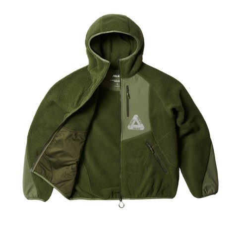 Palace THERMA HOODED FLEECE JACKET OLIVE - Colorway