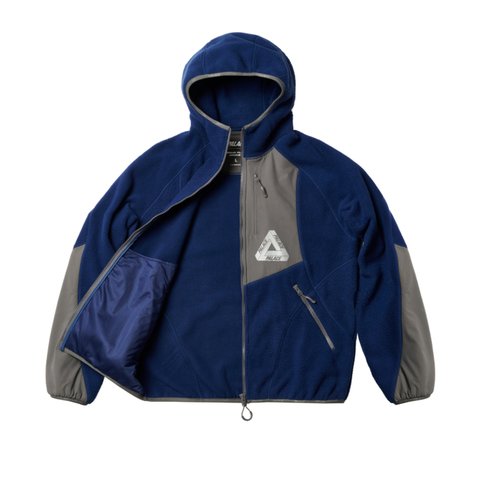 Palace THERMA HOODED FLEECE JACKET BLUE - Colorway