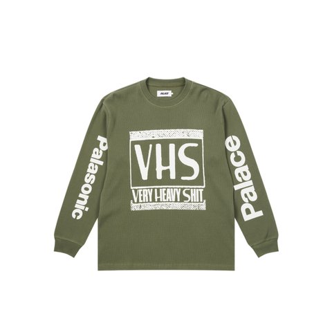 Palace VHS THERMAL LONGLSEEVE TOP OLIVE - Colorway