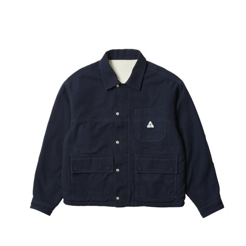 Palace REVERSIBLE CANVAS FLEECE JACKET NAVY / NATURAL - Colorway
