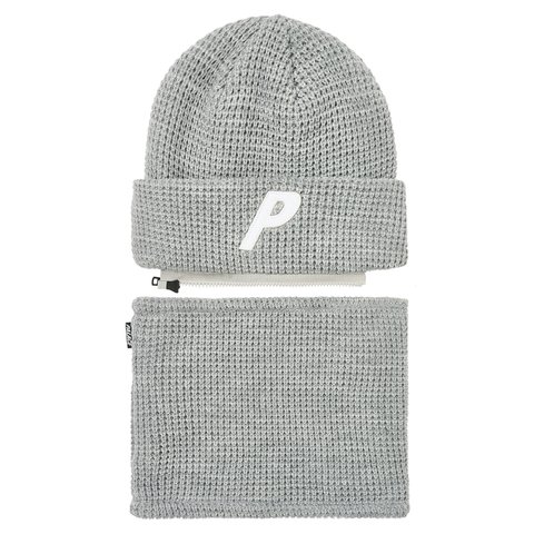 Palace ZIP OFF FACEWARMER P BEANIE GREY MARL - Colorway
