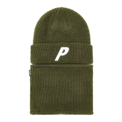 Palace ZIP OFF FACEWARMER P BEANIE THE DEEP GREEN - Colorway
