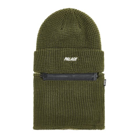 Palace ZIP OFF FACEWARMER P BEANIE THE DEEP GREEN - Colorway