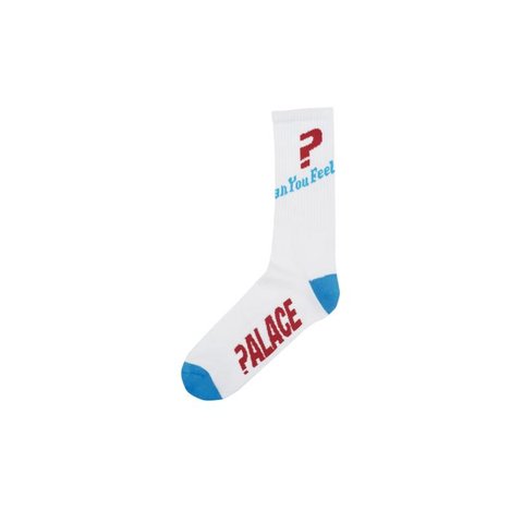 Palace CAN YOU FEEL IT SOCK WHITE BLUE