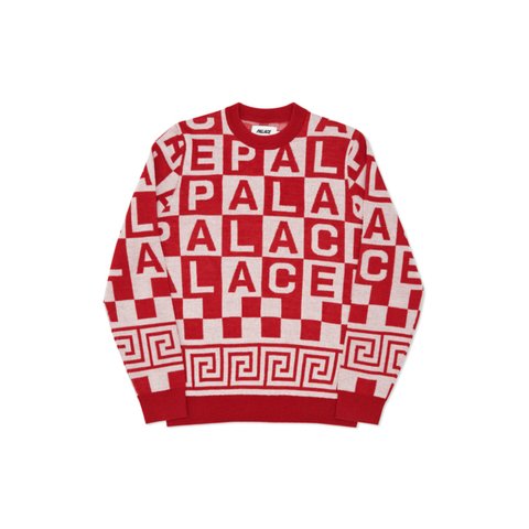 Palace CHECK-IT KNIT RED / WHITE - Colorway