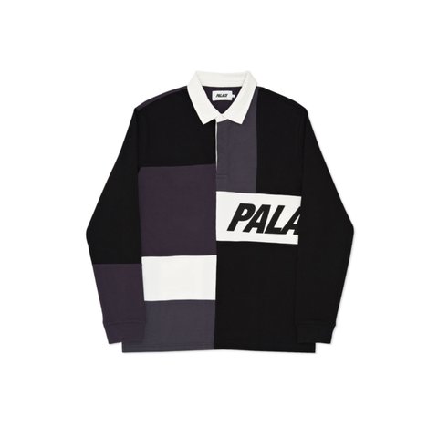 Palace PATCHWORK RUGBY BLACK / CHARCOAL / GREY - Colorway