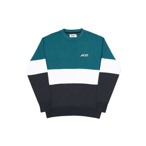 Palace BLAZED DROP SHOULDER CREW GREEN / WHITE / BLACK - Colorway