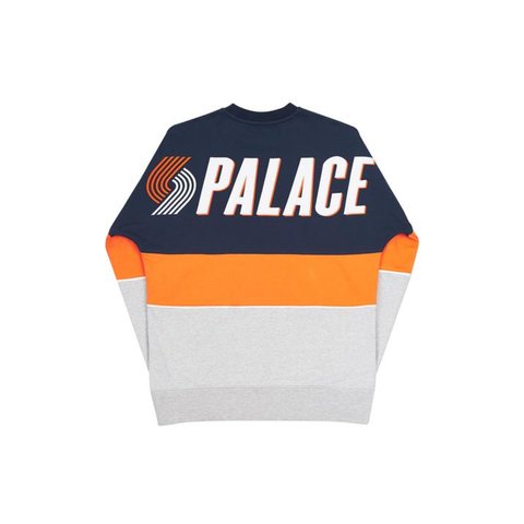 Palace BLAZED DROP SHOULDER CREW NAVY / ORANGE / MARL