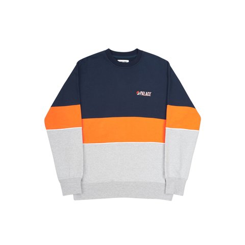 Palace BLAZED DROP SHOULDER CREW NAVY / ORANGE / MARL - Colorway