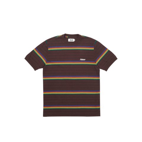 Palace MERSHY-PEA STRIPEY T-SHIRT BURGUNDY - Colorway