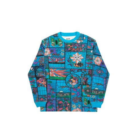 Palace MUCHAS GLASSIAS WAFFLE LONGSLEEVE BLUE - Colorway